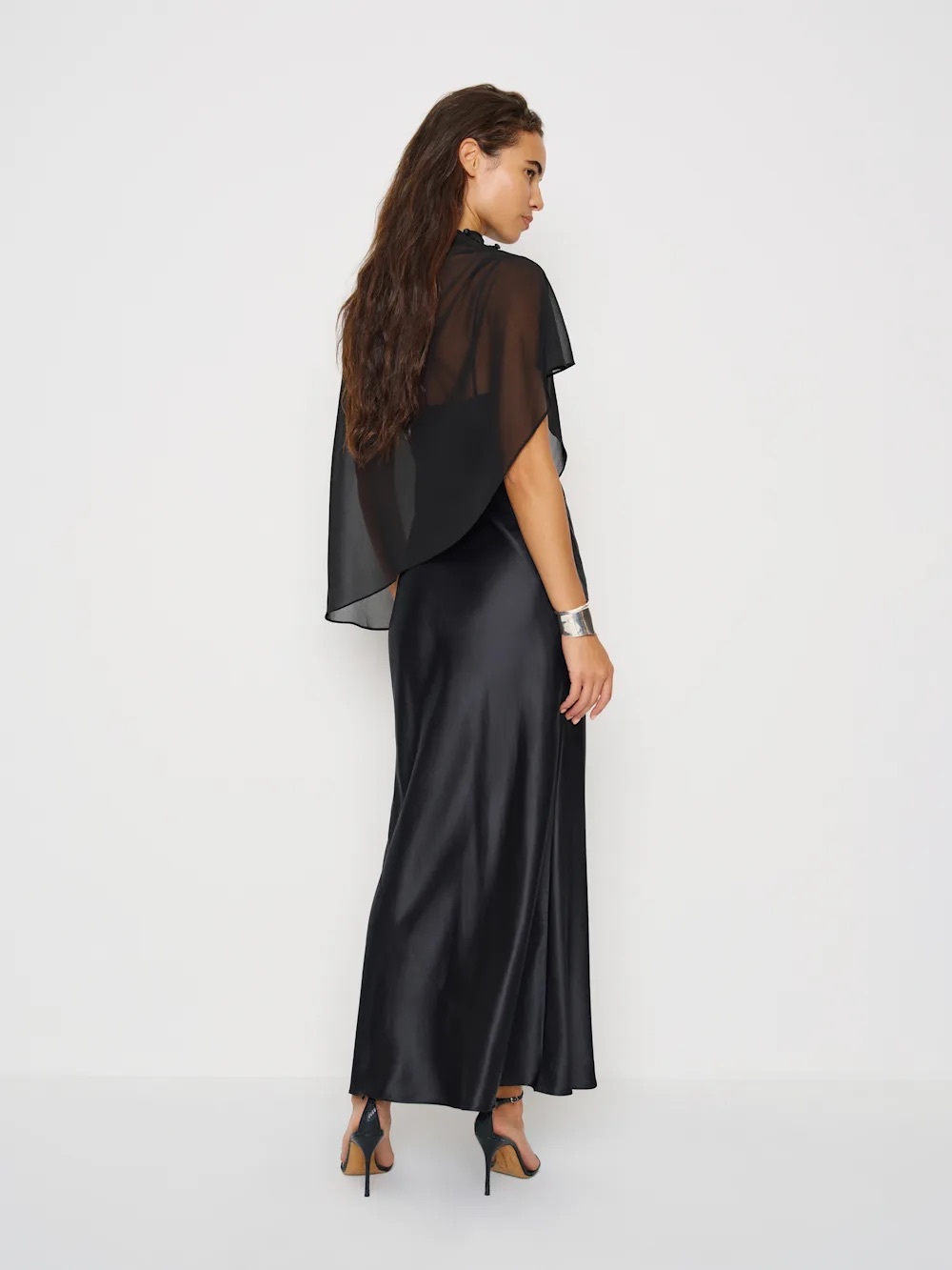 NEW NWT Reformation Lilibeth Silk Dress, Black, sz Large - Picture 4 of 14